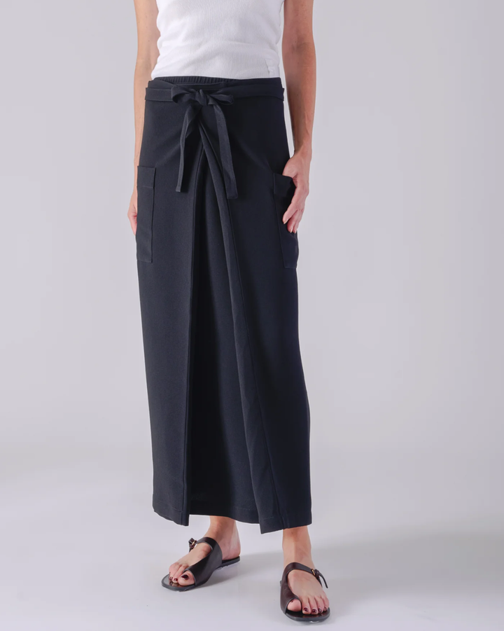 Mina Double Wrap Skirt | Black