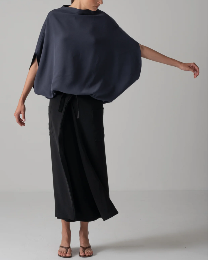Mina Double Wrap Skirt | Black