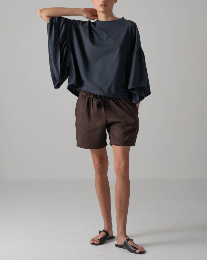 Laura Gathered SLV Top | Coal