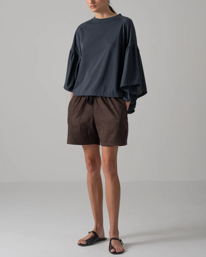 Laura Gathered SLV Top | Coal