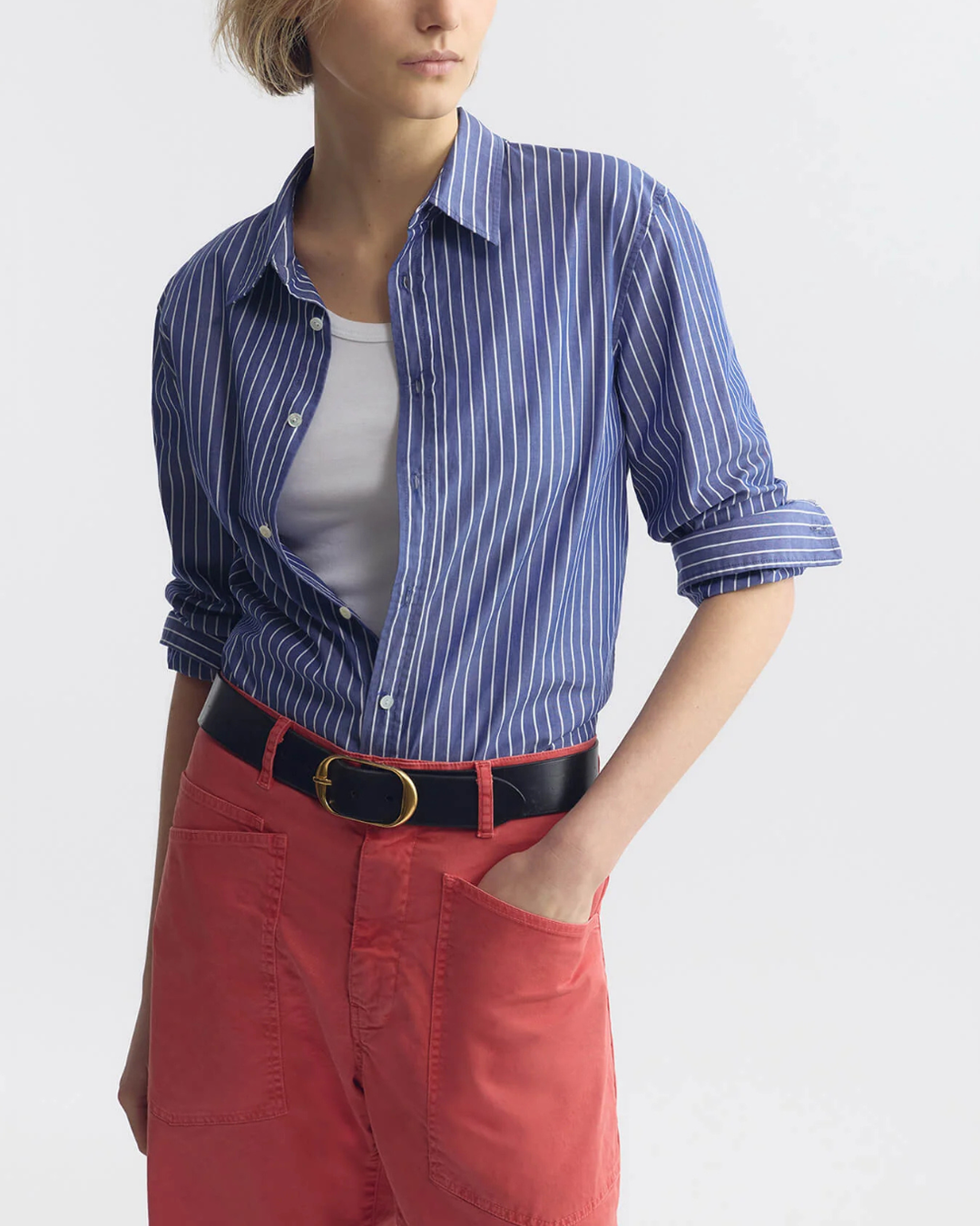 Raphael Classic Shirt | Dark Navy/White Stripe