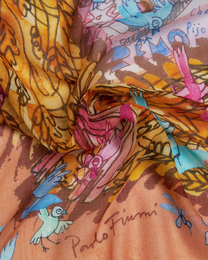 New Roma Scarf | Orange Print