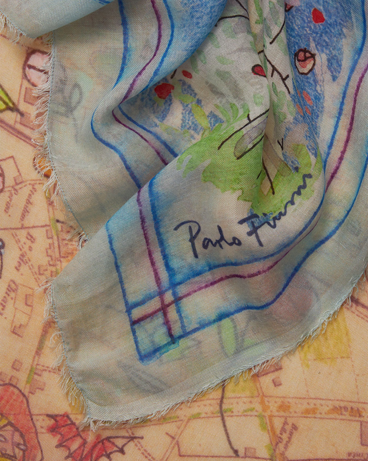 Florence Map Scarf | Pink & Blue Print
