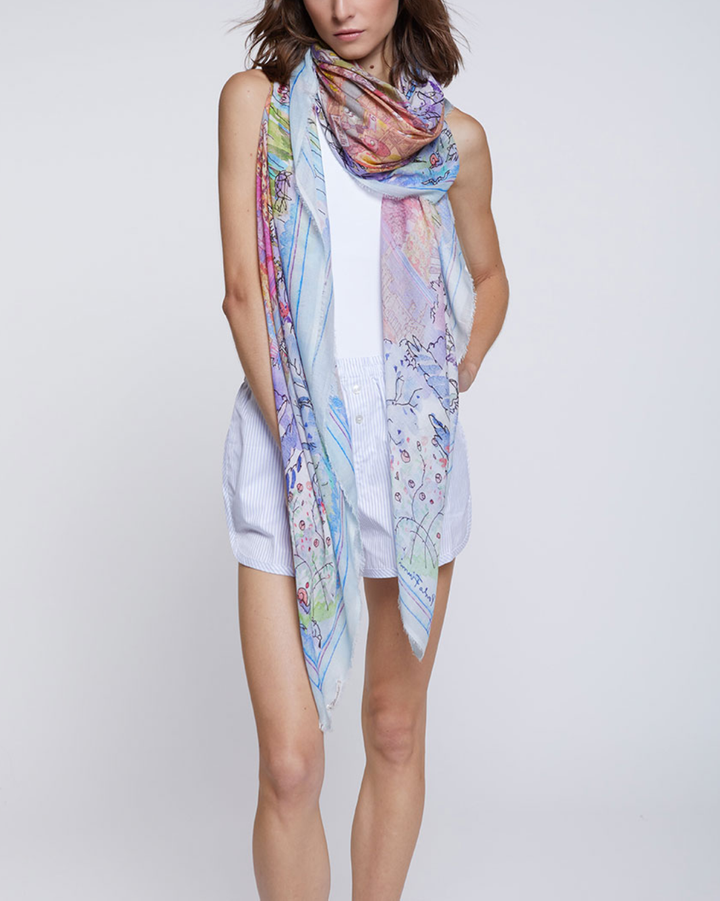 Florence Map Scarf | Pink & Blue Print