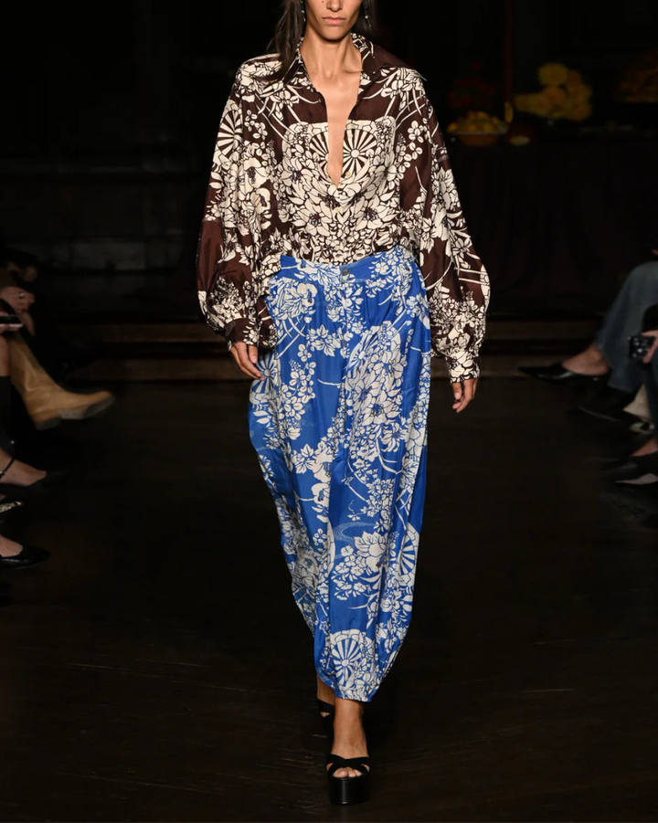 Emery Auburn Spoke Silk Shirt | Dark Brown