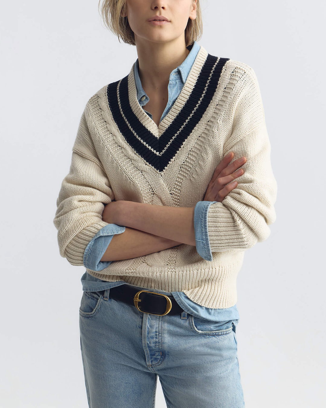 Suneel Sweater | Ecru/Dark Navy