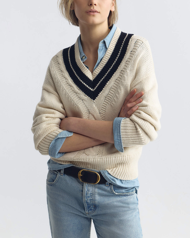 Suneel Sweater | Ecru/Dark Navy