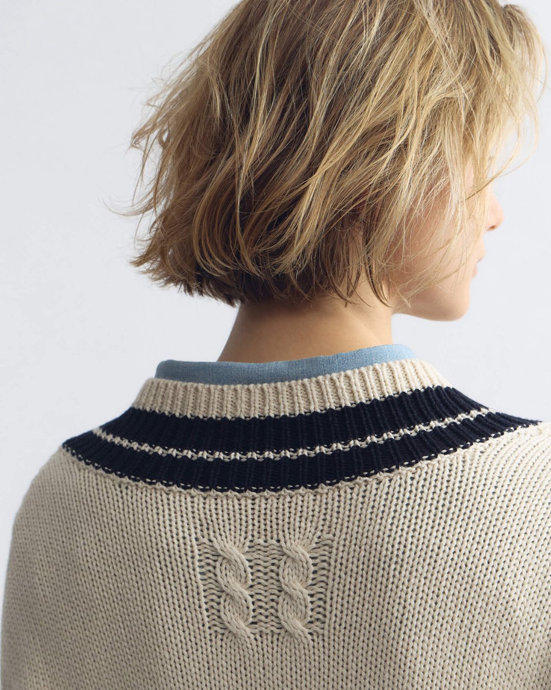 Suneel Sweater | Ecru/Dark Navy