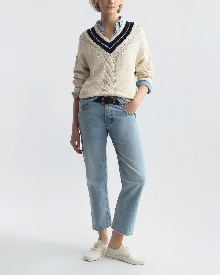 Suneel Sweater | Ecru/Dark Navy