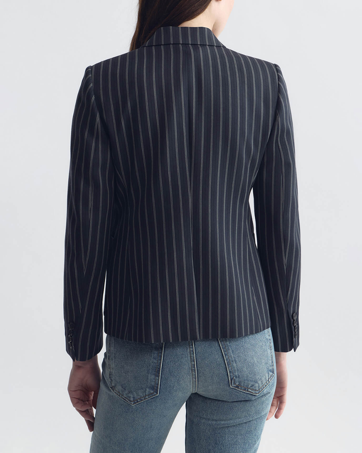Delphine Blazer | Marine Blue Pinstripes