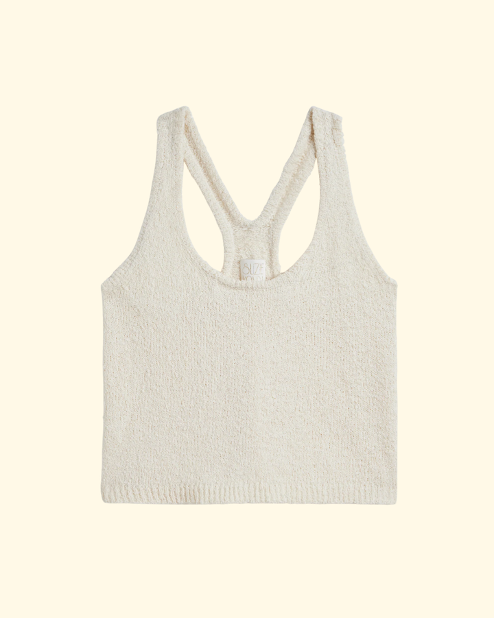 Tia Boucle Cotton Top | Ecru