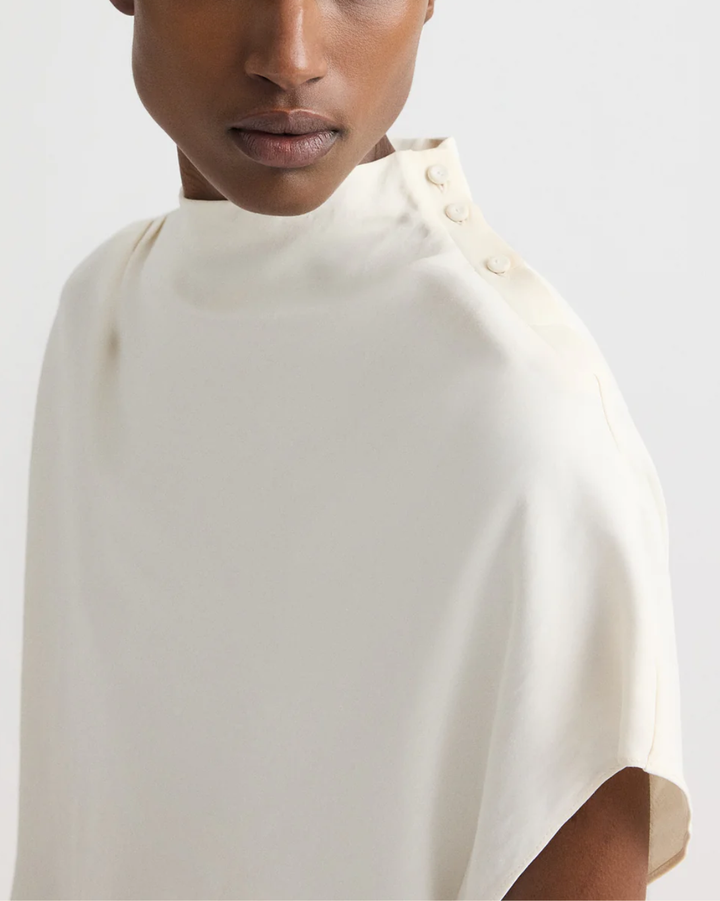 Mock Neck Tee | Bone