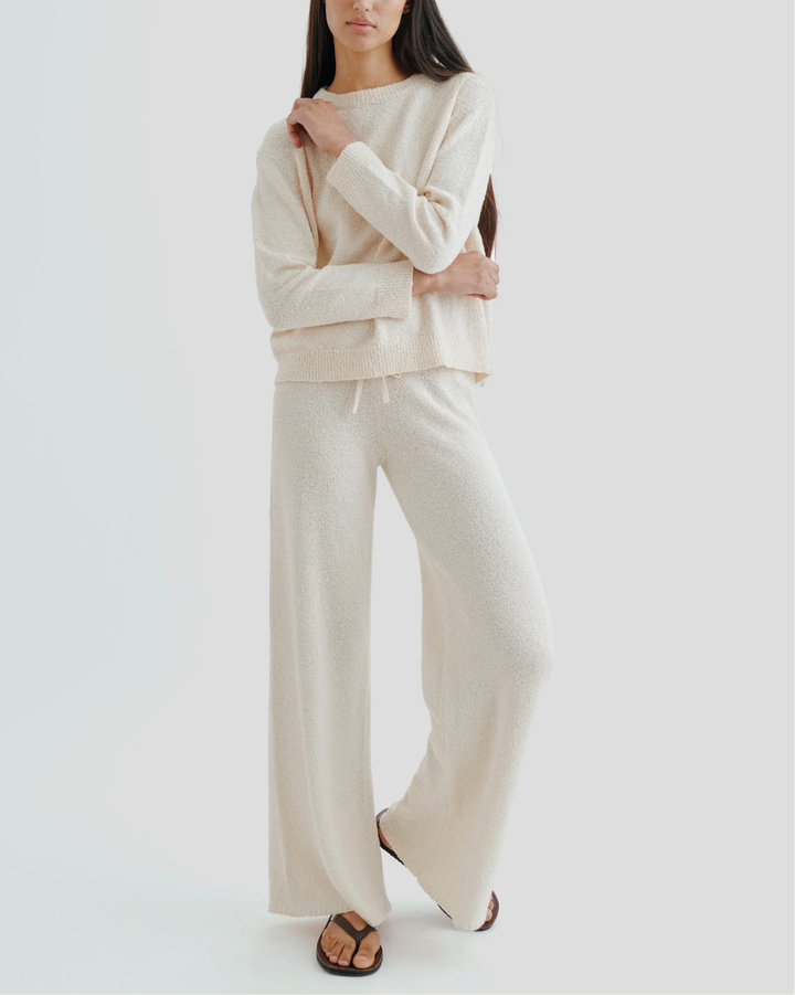 Calla Boucle Cotton Pants | Ecru