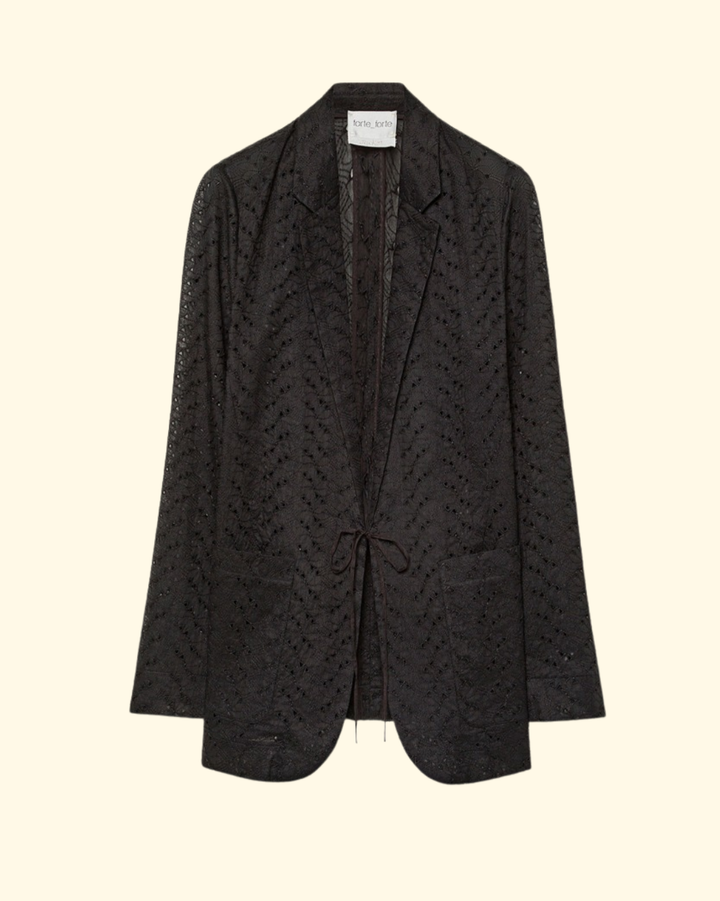 "Broderie Anglaise" Embroidery Jacket | Noir