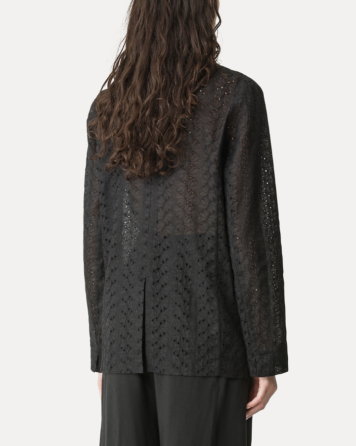 "Broderie Anglaise" Embroidery Jacket | Noir