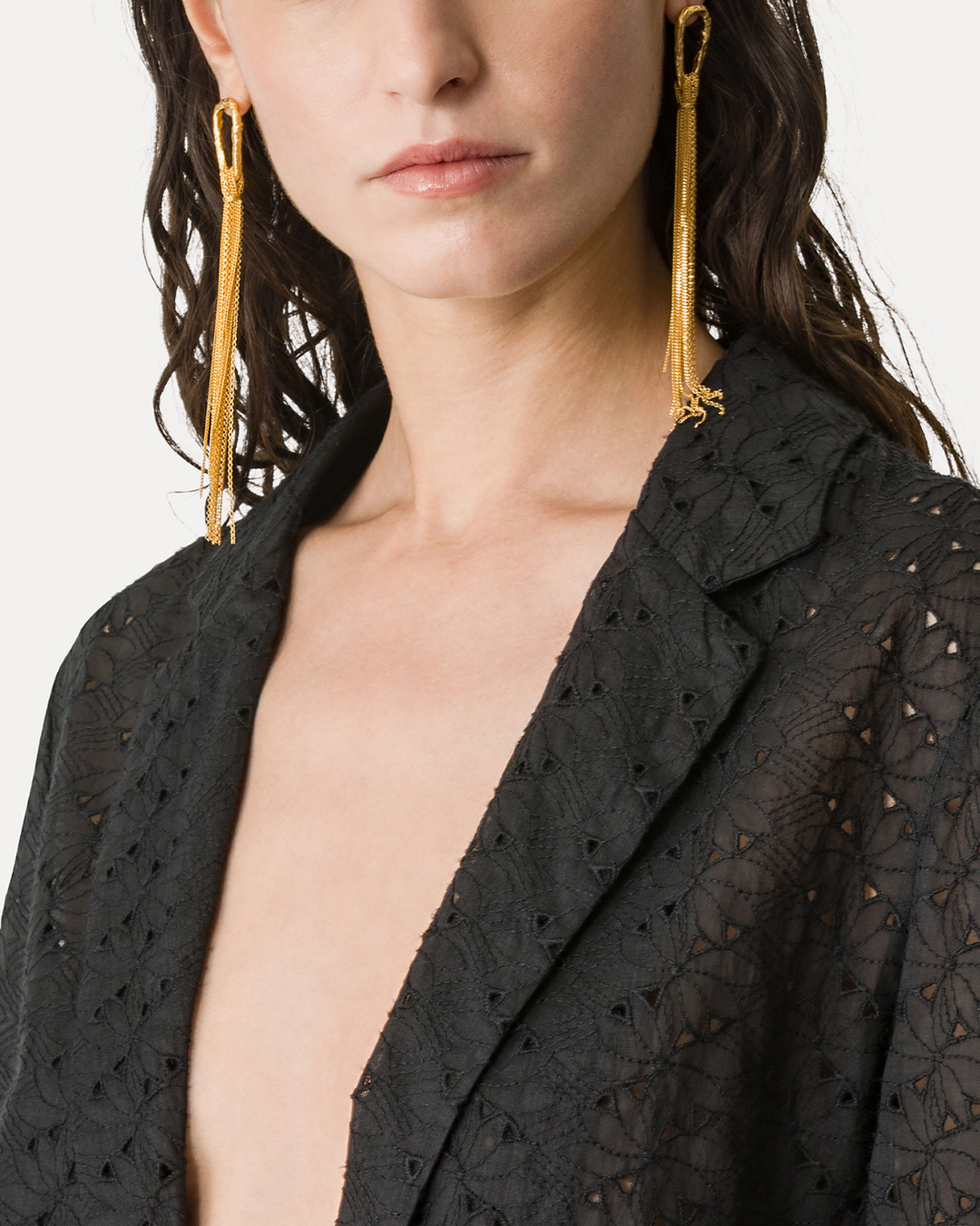 "Broderie Anglaise" Embroidery Jacket | Noir
