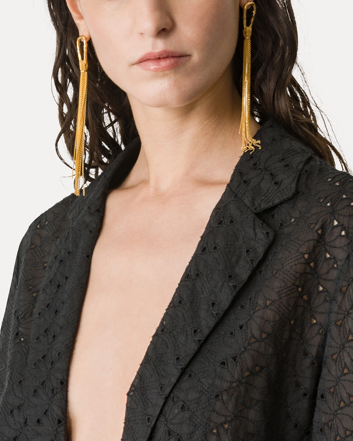 "Broderie Anglaise" Embroidery Jacket | Noir