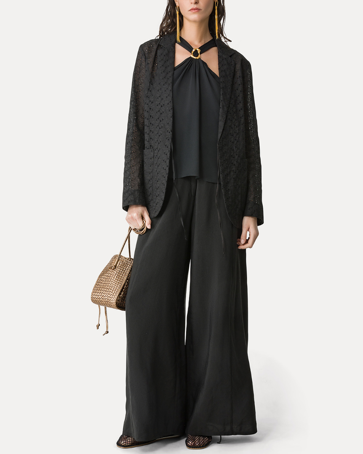 "Broderie Anglaise" Embroidery Jacket | Noir