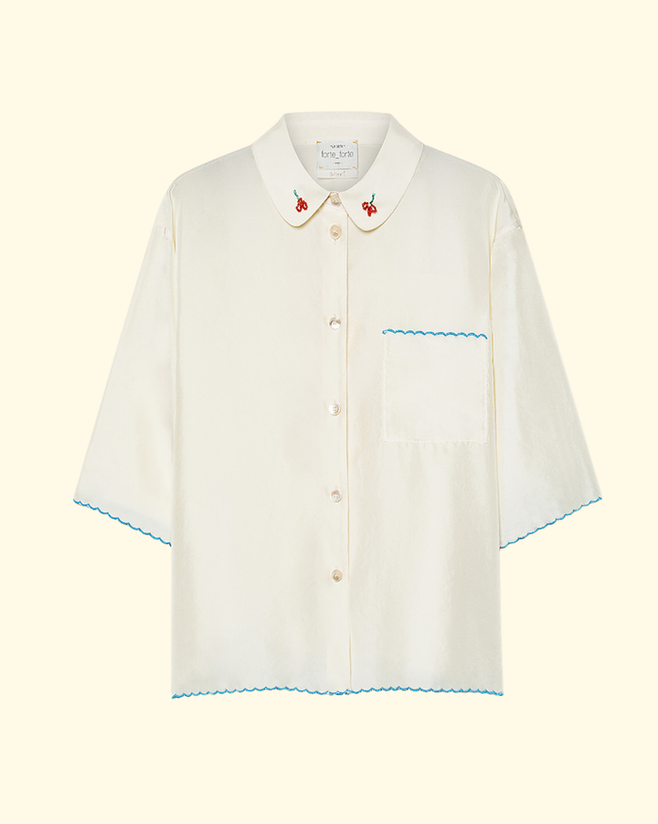 Habotai Silk Embroidered Half Sleeves | Butter