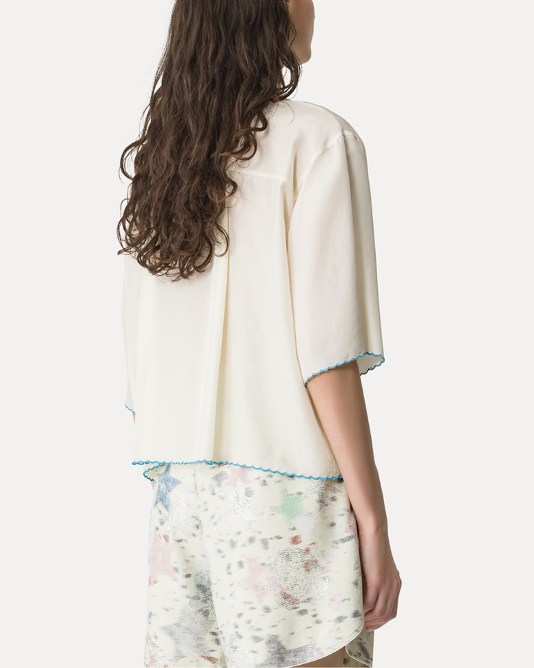 Habotai Silk Embroidered Half Sleeves | Butter