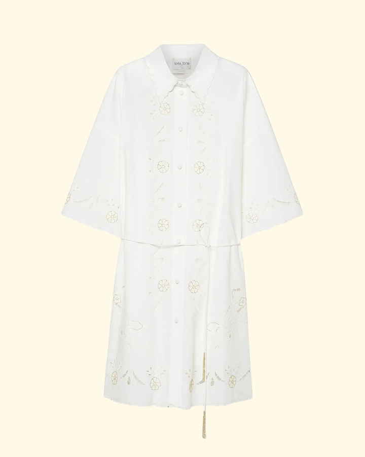 "Lace and Glass" Oversized Belted Shirt | Crystal