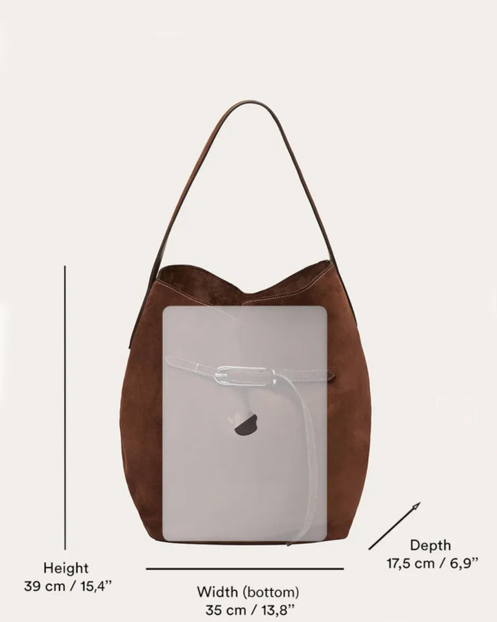 Belted Bucket Bag Large | Navy Suede