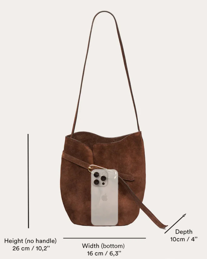 Belted Bucket Bag | Navy Suede