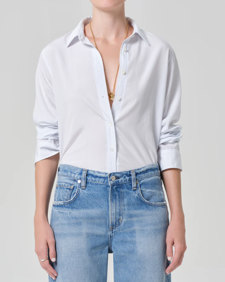 Avni Slim Shirt | Blue Micro Stripe