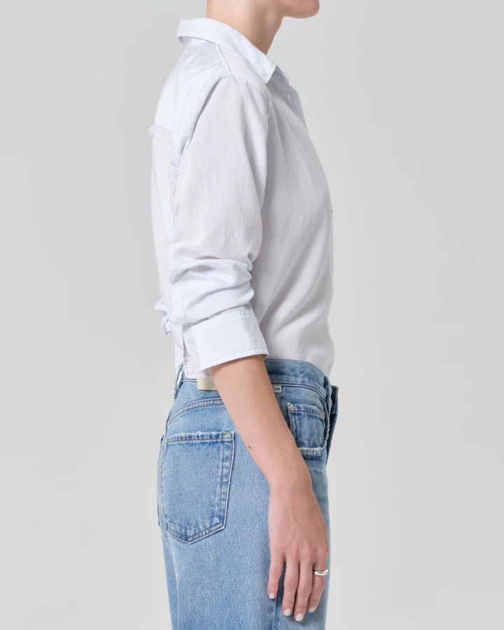 Avni Slim Shirt | Blue Micro Stripe