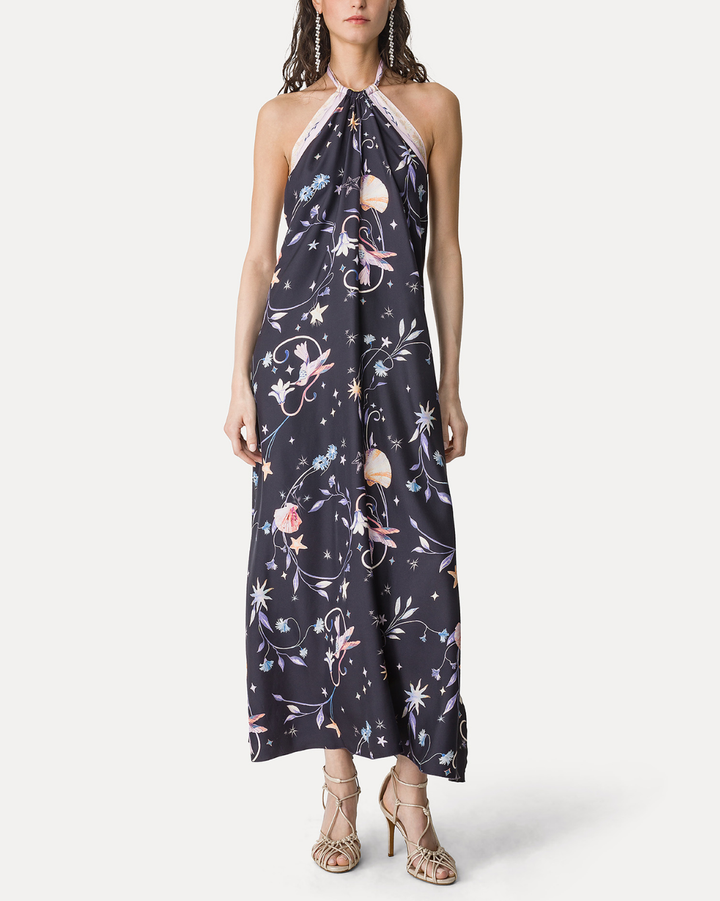 "Deliverance" Twill Neckline Dress | Midnight