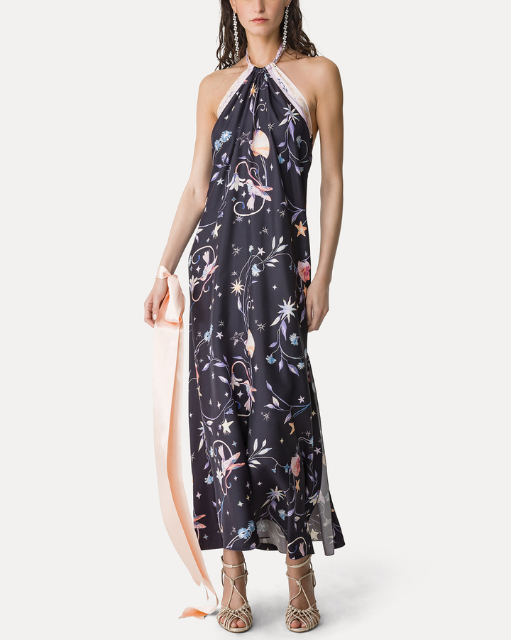 "Deliverance" Twill Neckline Dress | Midnight
