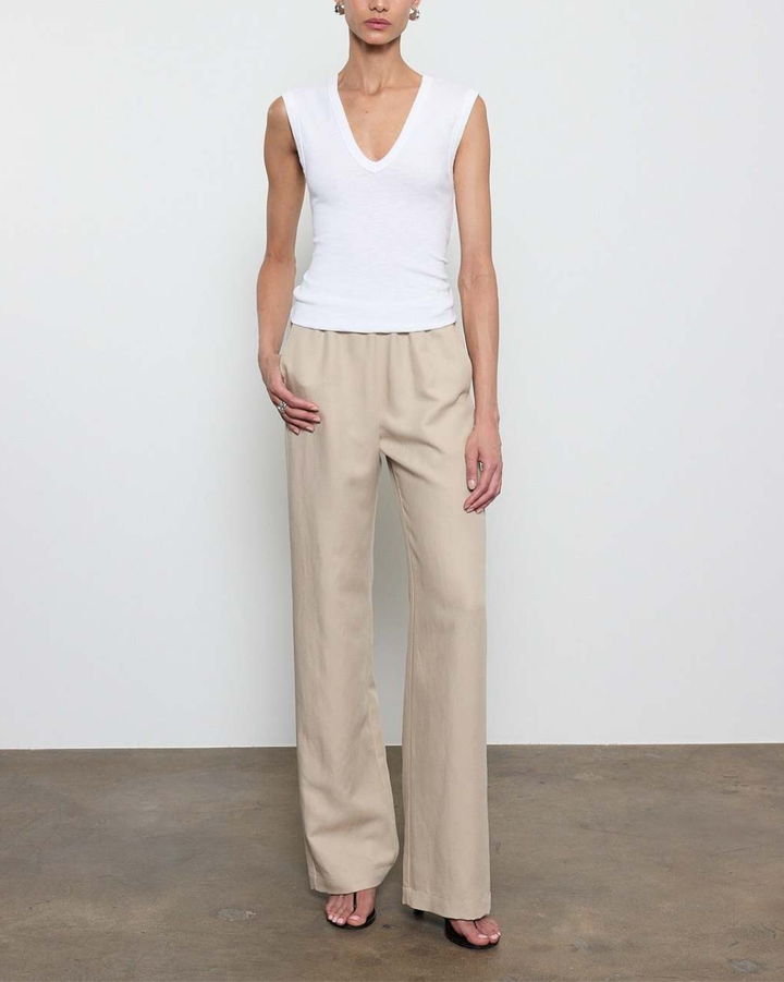 Textured Rib Sleeveless V | White
