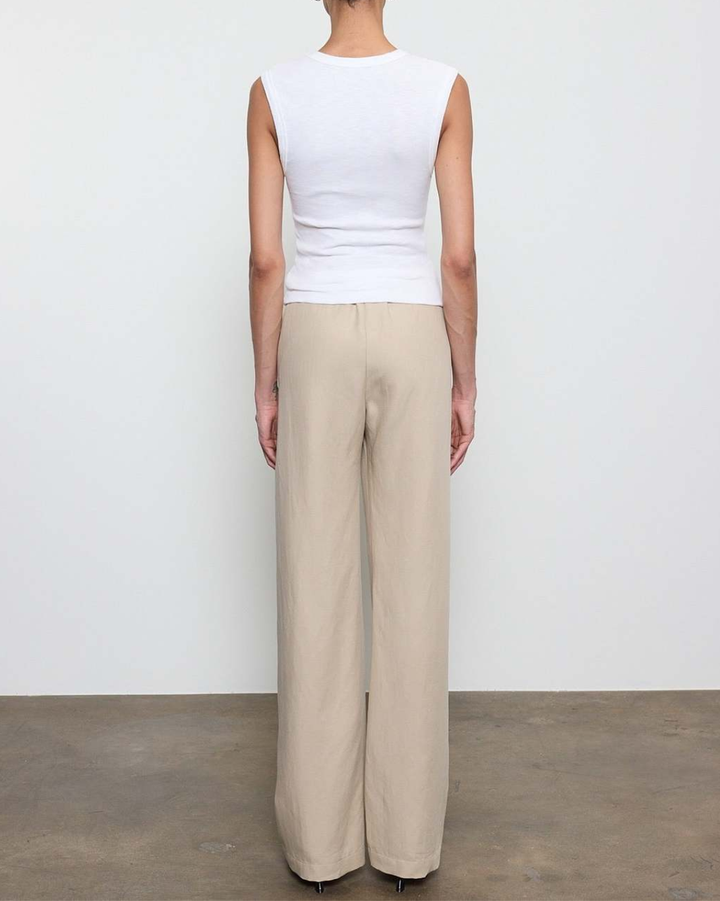 Textured Rib Sleeveless V | White