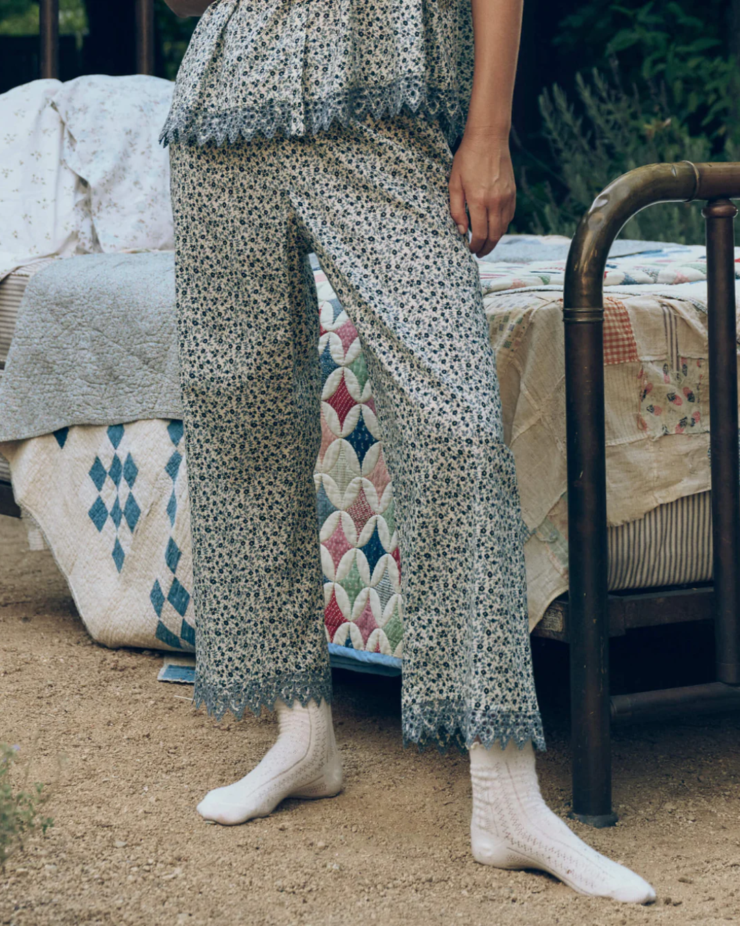 The Easy Sleep Eyelet Pant | Bluebell Ditsy