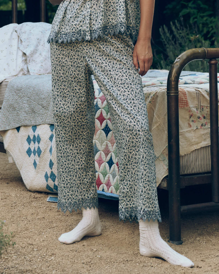 The Easy Sleep Eyelet Pant | Bluebell Ditsy