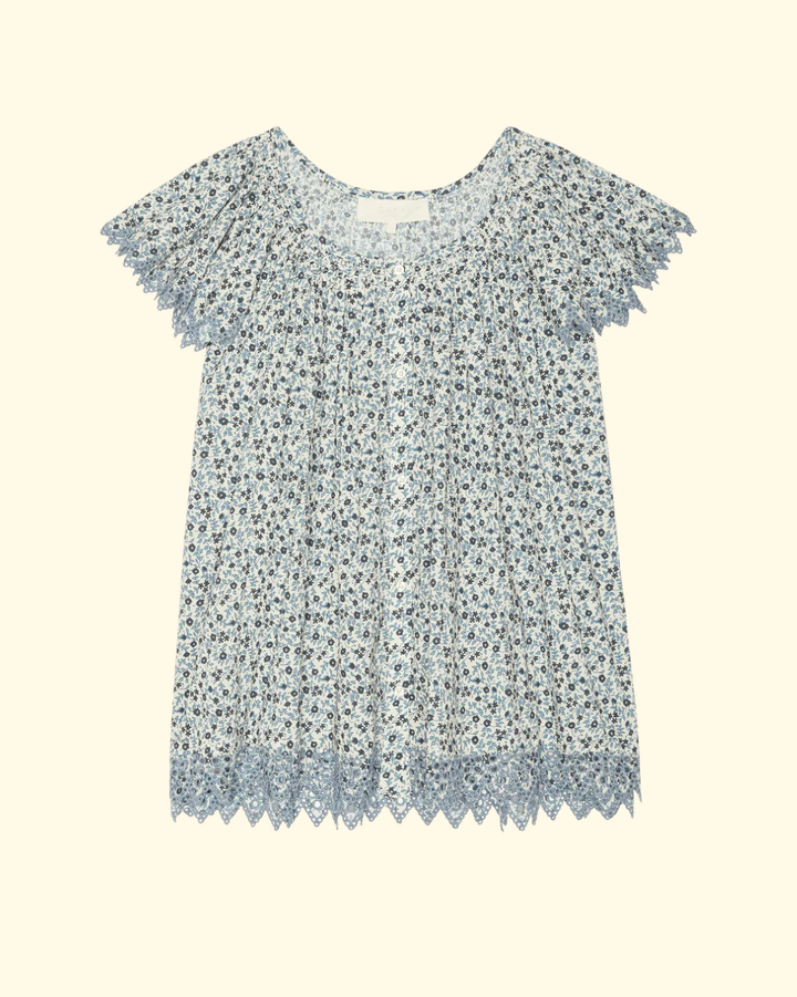 The Flutter Sleeve Eyelet Top | Bluebell Ditsy