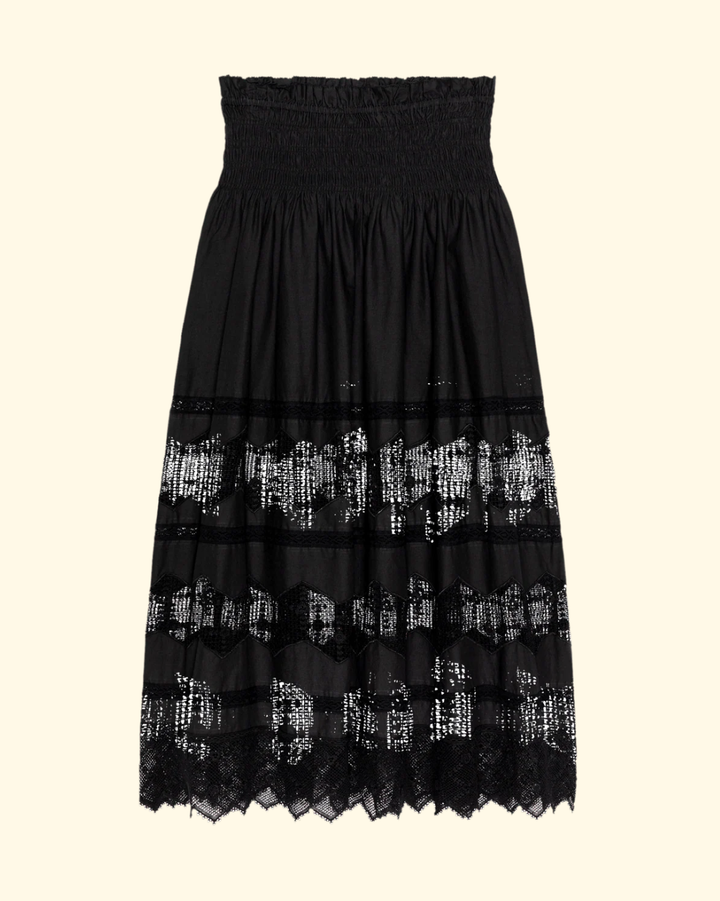 The Rosette Crochet Canary Skirt | Black