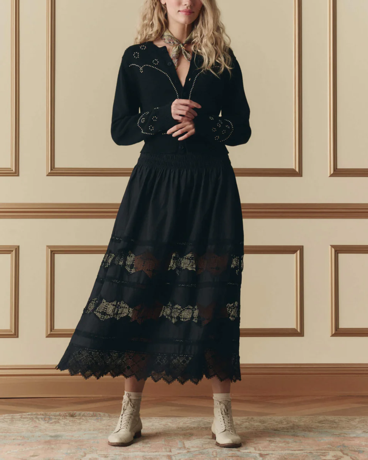 The Rosette Crochet Canary Skirt | Black
