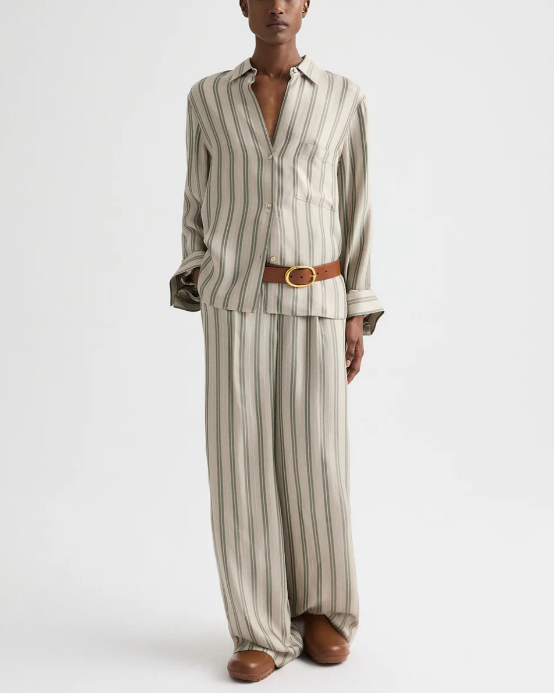 Hudson St Pant | Ivory/ Green