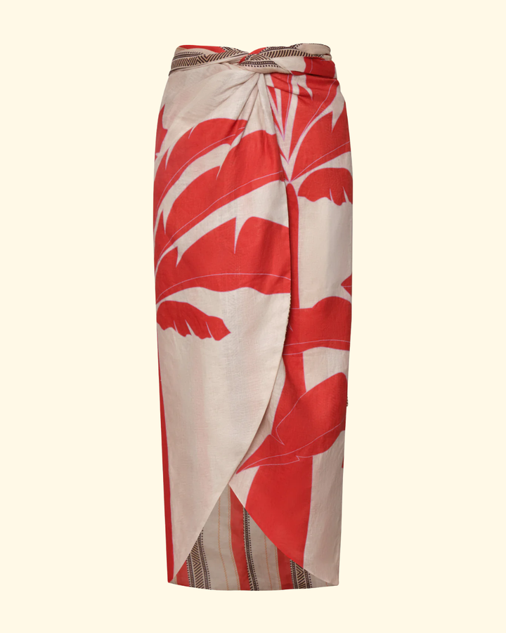 Capurgana Linen Wrap Skirt | Orange Palms