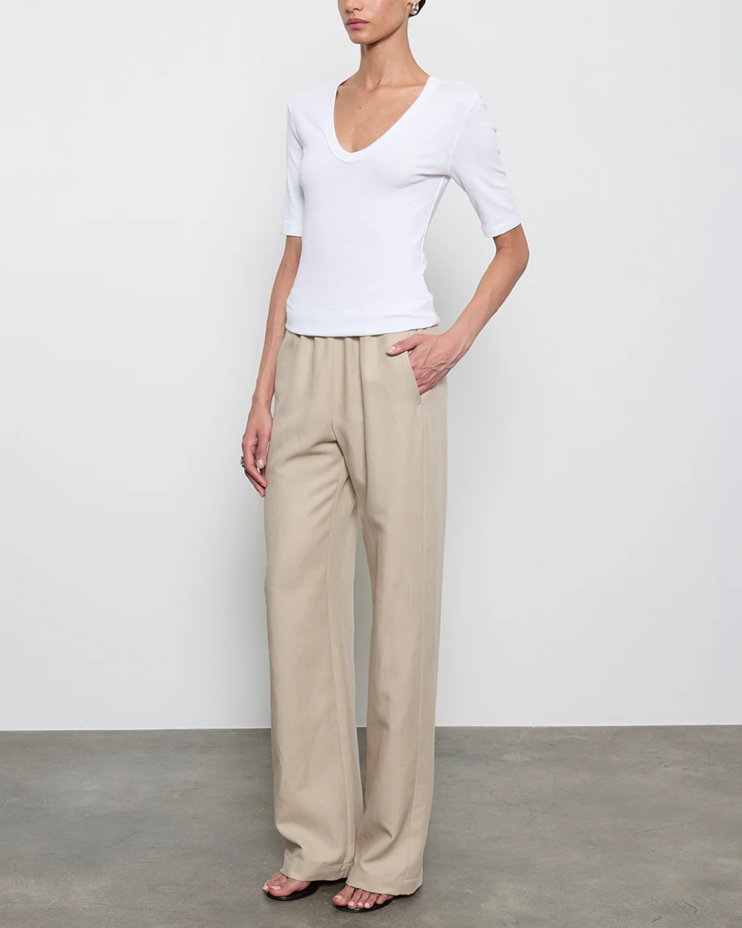 Textured Rib Half Sleeve | White
