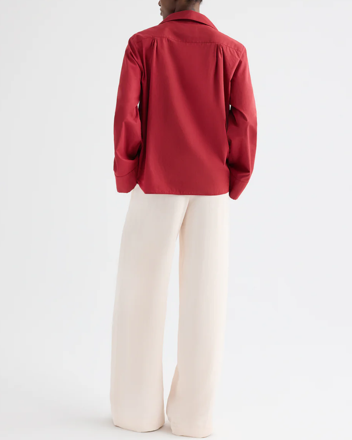 Deep V Relaxed Shirt | Karanda Red