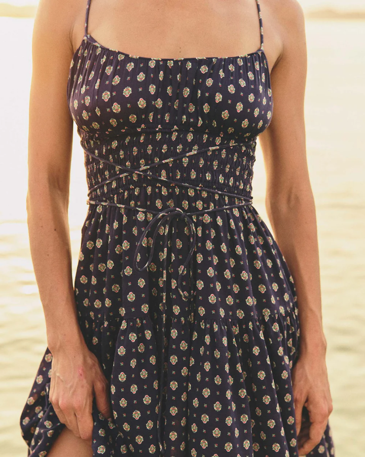 Safia Dress | Navy Cadis Foulard