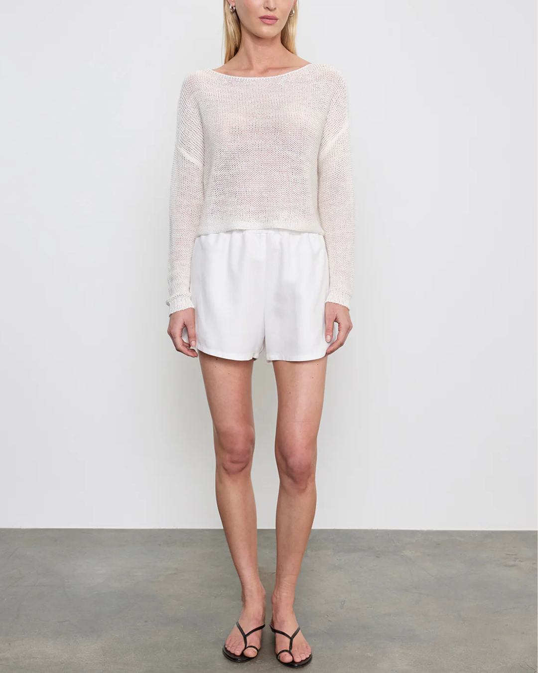 Linen Open Bateau Top | White
