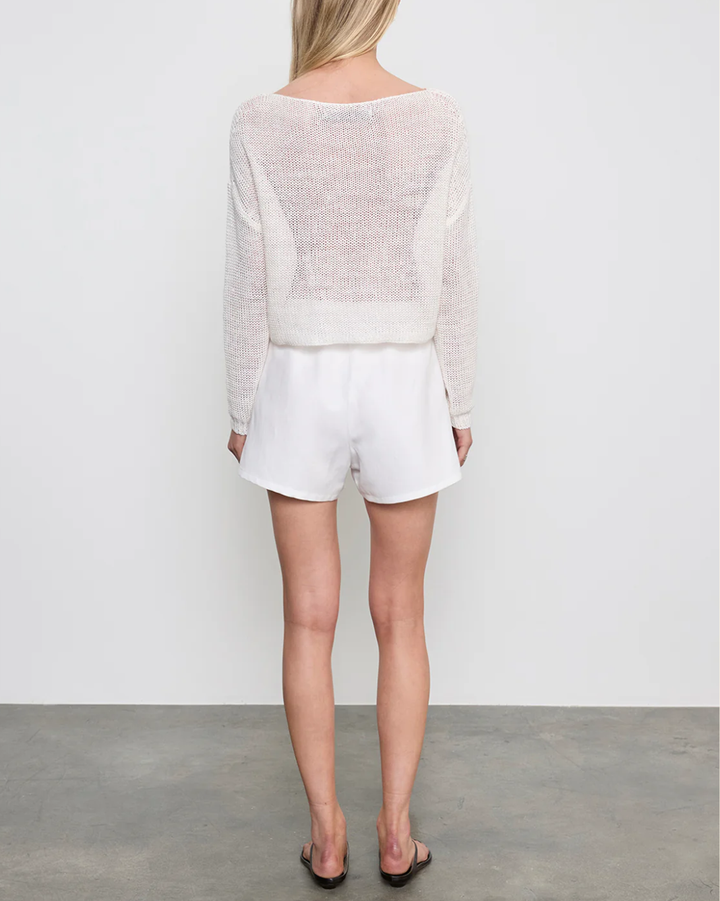 Linen Open Bateau Top | White