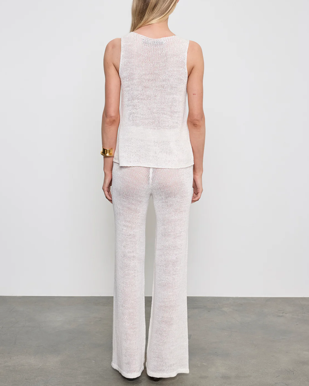 Linen Open Knit Tank | White
