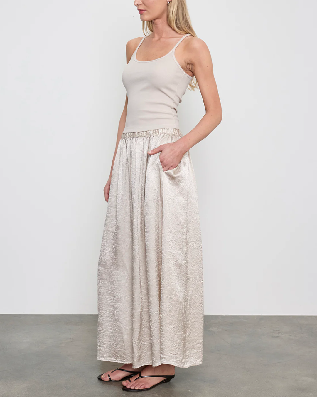 Cotton Rib Cami Tank | Champagne