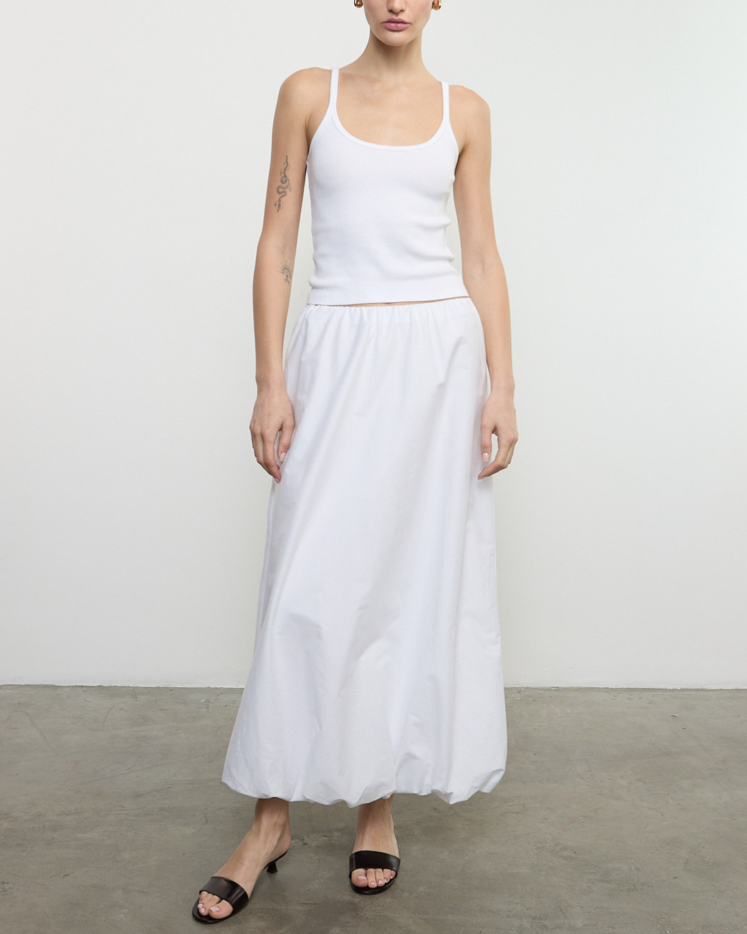 Cotton Rib Cami Tank | White
