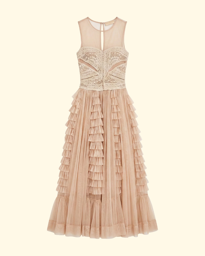 Orla Crochet & Tulle Dress | Sandstone