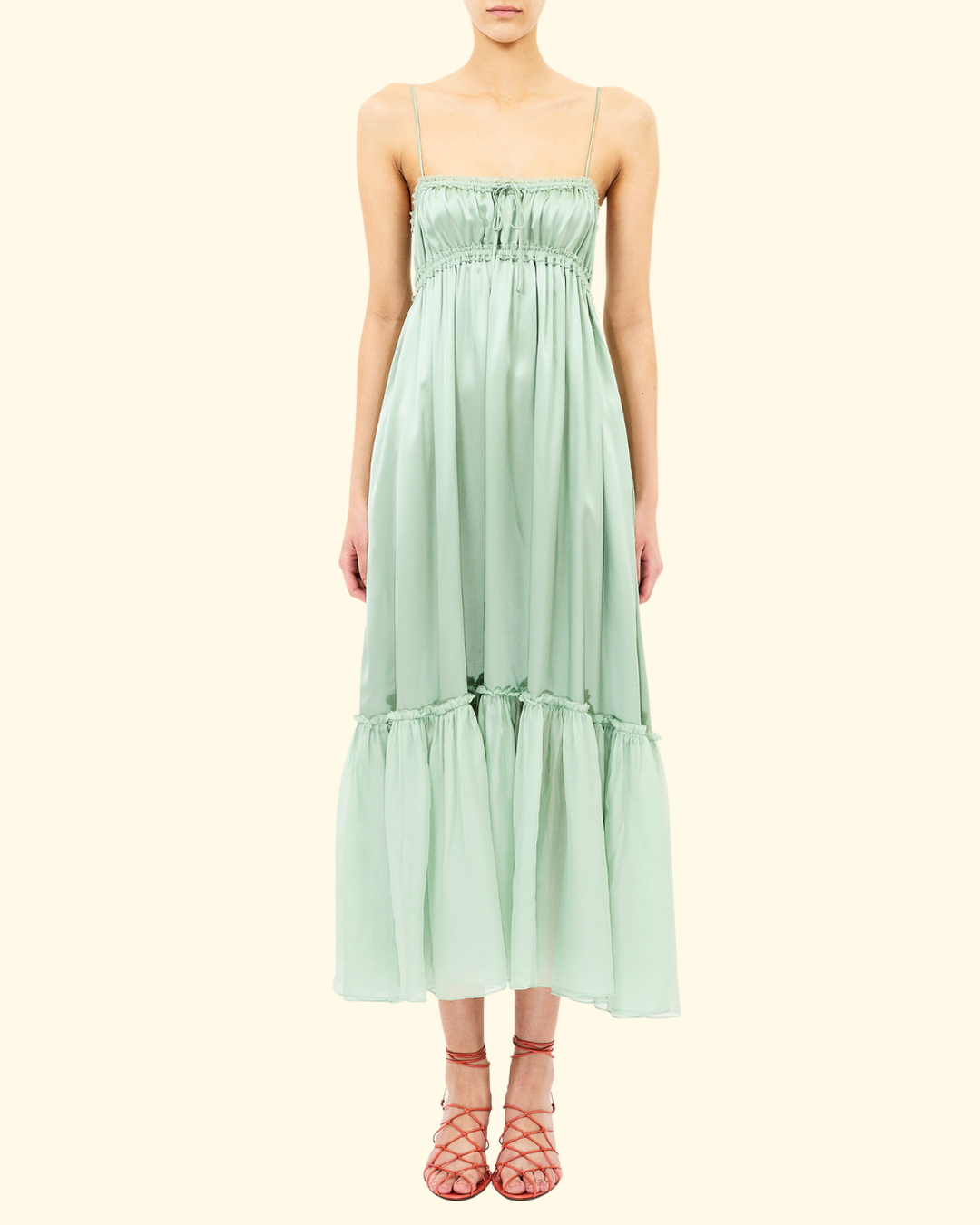 celadon green dress Marielle Cami Silk Dress